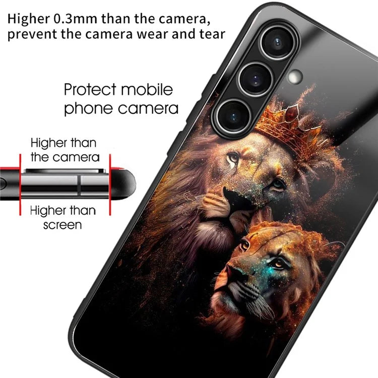 For Samsung Galaxy S24 FE Case Tempered Glass TPU Drop-Proof Phone Cover Pattern Printing