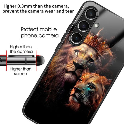 For Samsung Galaxy S24 FE Case Tempered Glass TPU Drop-Proof Phone Cover Pattern Printing