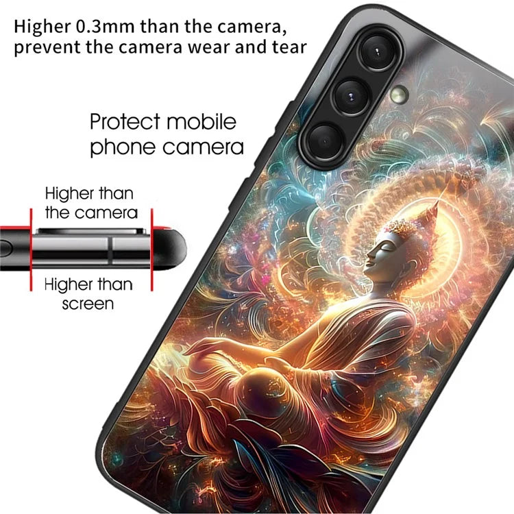 For Samsung Galaxy A16 5G Case Tempered Glass TPU Drop-Proof Phone Cover Pattern Printing