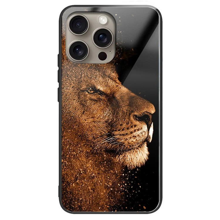 For iPhone 16 Pro Max Case Tempered Glass TPU Drop-Proof Phone Cover Pattern Printing