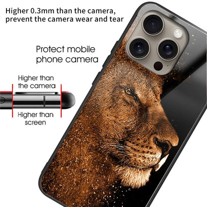 For iPhone 16 Pro Max Case Tempered Glass TPU Drop-Proof Phone Cover Pattern Printing