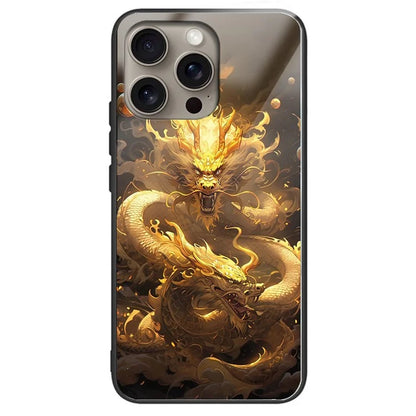For iPhone 16 Pro Max Case Tempered Glass TPU Drop-Proof Phone Cover Pattern Printing