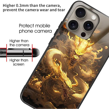 For iPhone 16 Pro Max Case Tempered Glass TPU Drop-Proof Phone Cover Pattern Printing