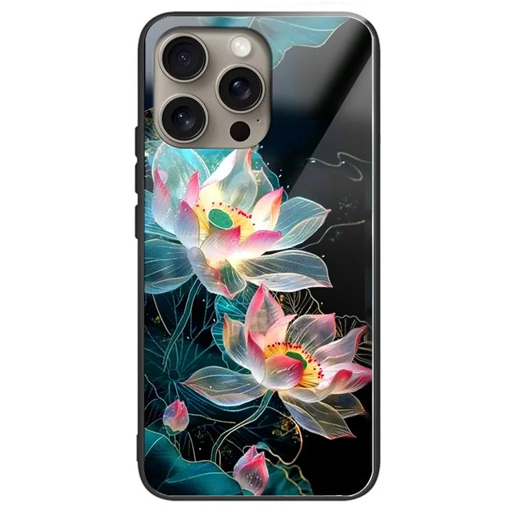 For iPhone 16 Pro Max Case Tempered Glass TPU Drop-Proof Phone Cover Pattern Printing