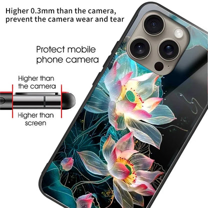 For iPhone 16 Pro Max Case Tempered Glass TPU Drop-Proof Phone Cover Pattern Printing