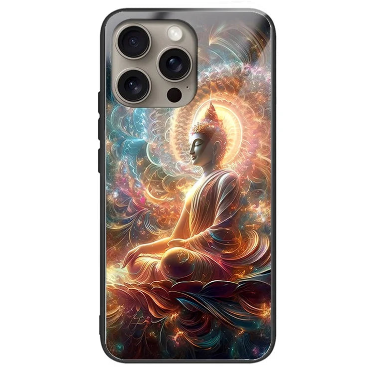 For iPhone 16 Pro Max Case Tempered Glass TPU Drop-Proof Phone Cover Pattern Printing