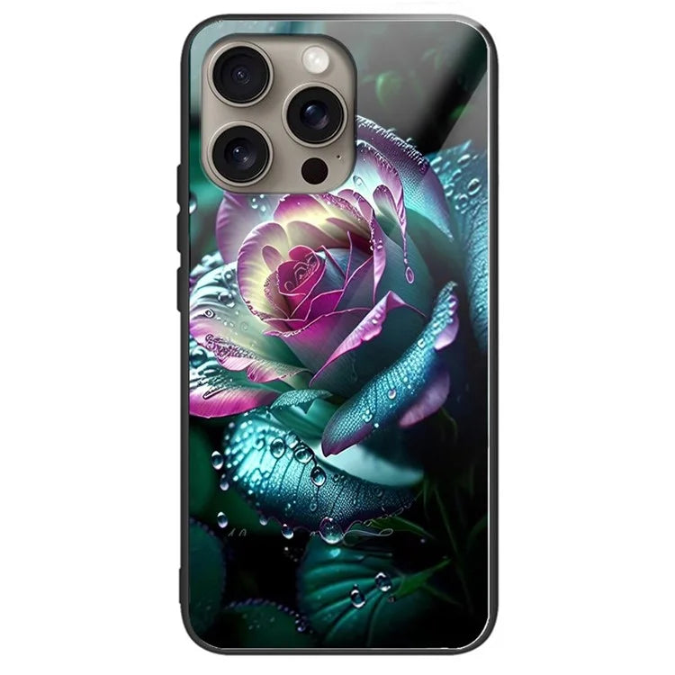 For iPhone 16 Pro Max Case Tempered Glass TPU Drop-Proof Phone Cover Pattern Printing