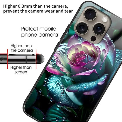 For iPhone 16 Pro Max Case Tempered Glass TPU Drop-Proof Phone Cover Pattern Printing