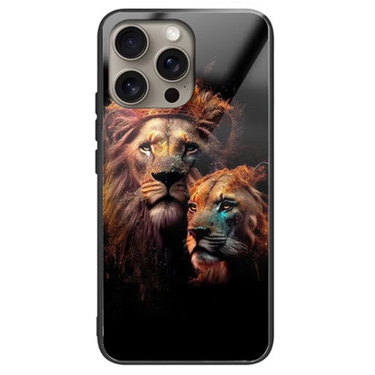 For iPhone 16 Pro Max Case Tempered Glass TPU Drop-Proof Phone Cover Pattern Printing