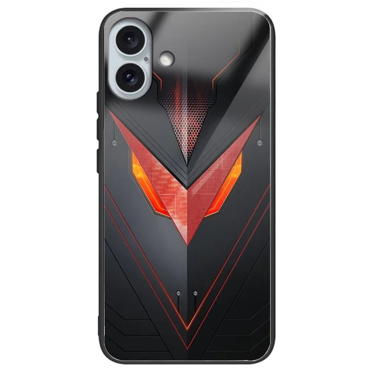 For iPhone 16 Plus Case Tempered Glass TPU Drop-Proof Phone Cover Pattern Printing