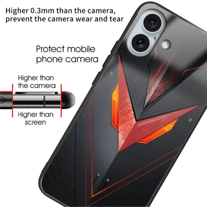 For iPhone 16 Plus Case Tempered Glass TPU Drop-Proof Phone Cover Pattern Printing
