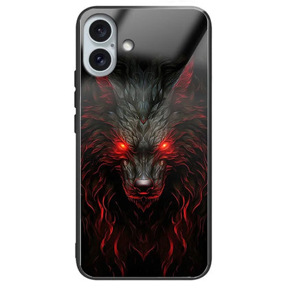 For iPhone 16 Plus Case Tempered Glass TPU Drop-Proof Phone Cover Pattern Printing