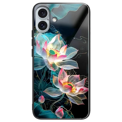 For iPhone 16 Plus Case Tempered Glass TPU Drop-Proof Phone Cover Pattern Printing