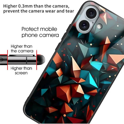 For iPhone 16 Plus Case Tempered Glass TPU Drop-Proof Phone Cover Pattern Printing