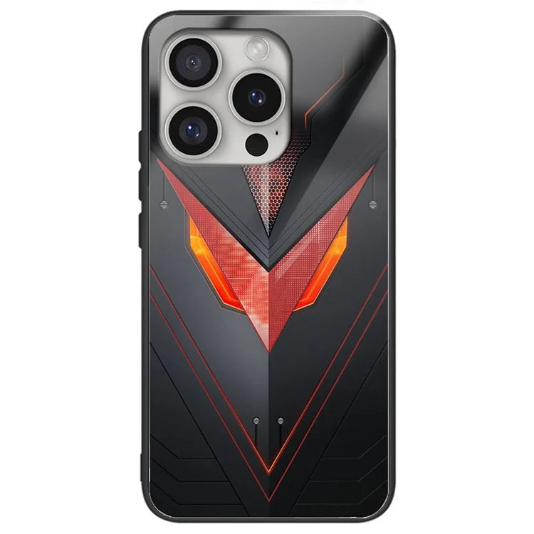For iPhone 16 Pro Case Tempered Glass TPU Drop-Proof Phone Cover Pattern Printing