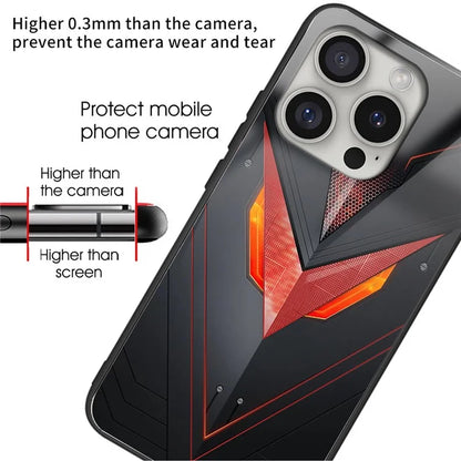 For iPhone 16 Pro Case Tempered Glass TPU Drop-Proof Phone Cover Pattern Printing
