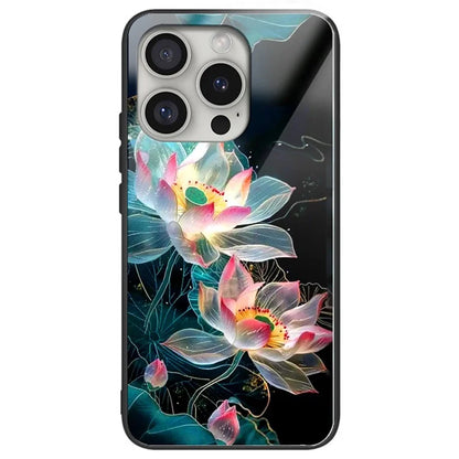 For iPhone 16 Pro Case Tempered Glass TPU Drop-Proof Phone Cover Pattern Printing