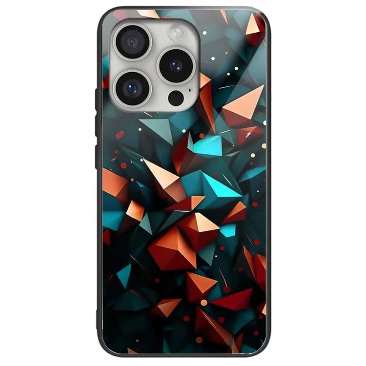 For iPhone 16 Pro Case Tempered Glass TPU Drop-Proof Phone Cover Pattern Printing