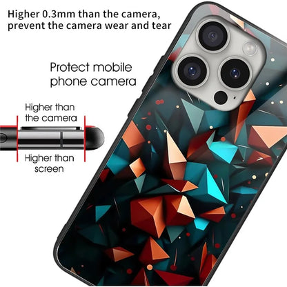 For iPhone 16 Pro Case Tempered Glass TPU Drop-Proof Phone Cover Pattern Printing