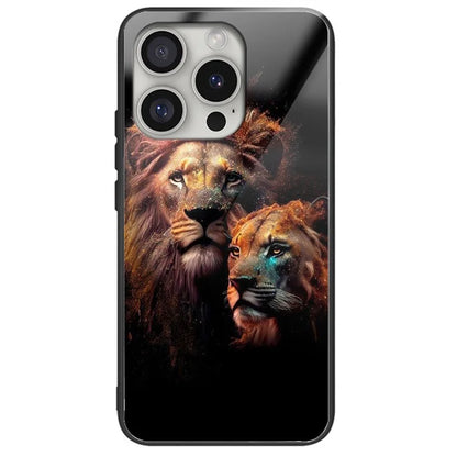 For iPhone 16 Pro Case Tempered Glass TPU Drop-Proof Phone Cover Pattern Printing