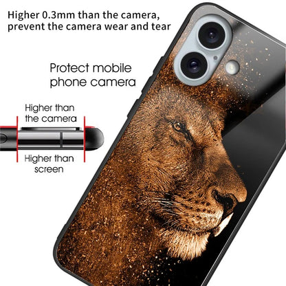 For iPhone 16 Case Tempered Glass TPU Drop-Proof Phone Cover Pattern Printing