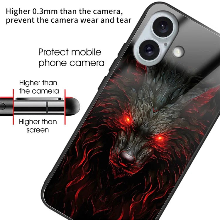 For iPhone 16 Case Tempered Glass TPU Drop-Proof Phone Cover Pattern Printing