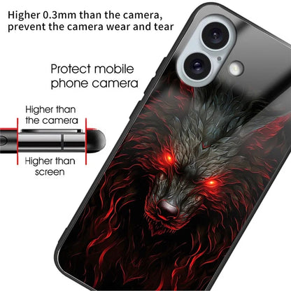 For iPhone 16 Case Tempered Glass TPU Drop-Proof Phone Cover Pattern Printing