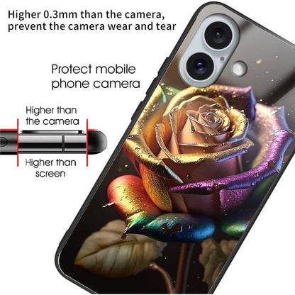 For iPhone 16 Case Tempered Glass TPU Drop-Proof Phone Cover Pattern Printing