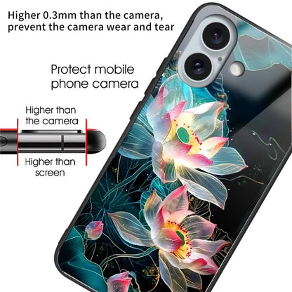 For iPhone 16 Case Tempered Glass TPU Drop-Proof Phone Cover Pattern Printing