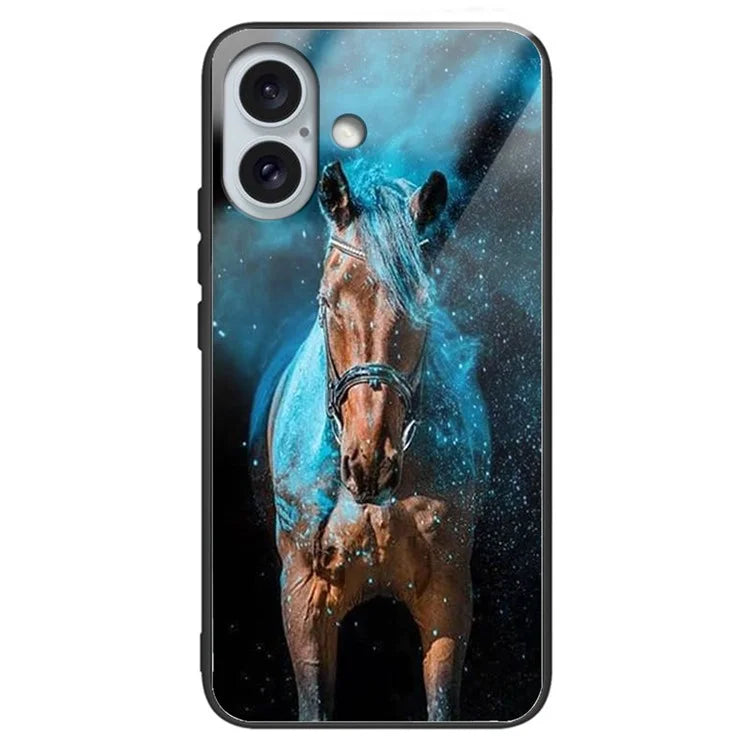 For iPhone 16 Case Tempered Glass TPU Drop-Proof Phone Cover Pattern Printing