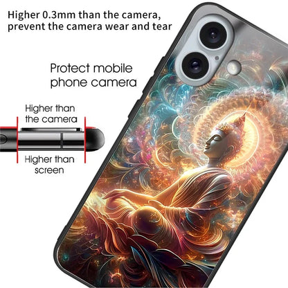 For iPhone 16 Case Tempered Glass TPU Drop-Proof Phone Cover Pattern Printing