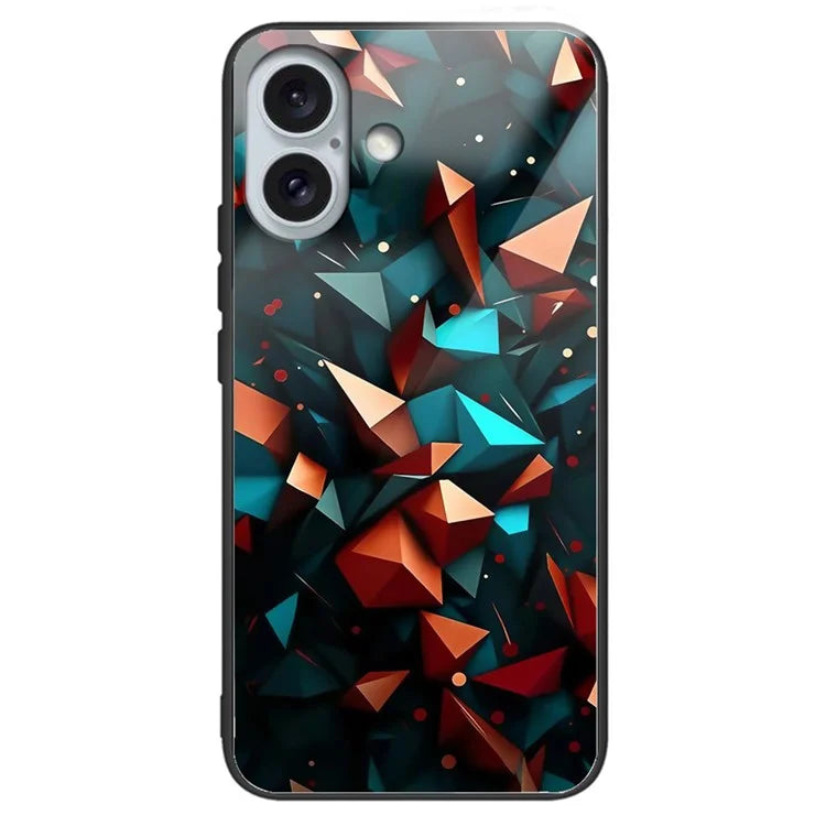 For iPhone 16 Case Tempered Glass TPU Drop-Proof Phone Cover Pattern Printing