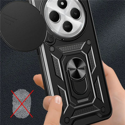 For Xiaomi Redmi 14C 4G Case with Slide Camera Lid PC+TPU Kickstand Phone Cover