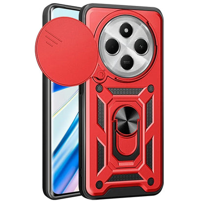 For Xiaomi Redmi 14C 4G Case with Slide Camera Lid PC+TPU Kickstand Phone Cover