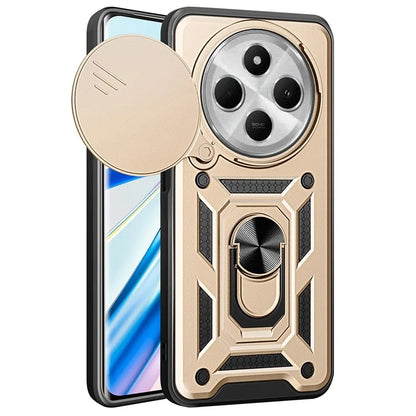 For Xiaomi Redmi 14C 4G Case with Slide Camera Lid PC+TPU Kickstand Phone Cover