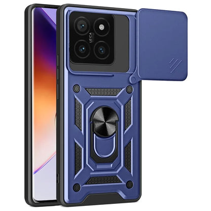 For Xiaomi 14T Case with Slide Camera Lid PC+TPU Kickstand Phone Cover