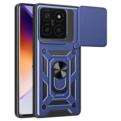 For Xiaomi 14T Pro Case with Slide Camera Lid PC+TPU Kickstand Phone Cover