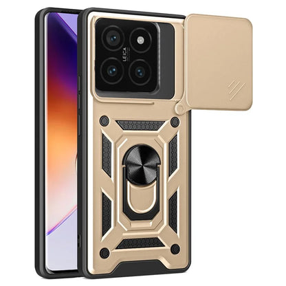 For Xiaomi 14T Pro Case with Slide Camera Lid PC+TPU Kickstand Phone Cover