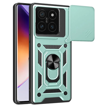 For Xiaomi 14T Pro Case with Slide Camera Lid PC+TPU Kickstand Phone Cover