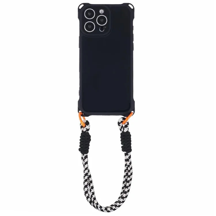 For iPhone 16 Pro Max Case Reinforced Corner Shockproof TPU Phone Cover with Wrist Strap