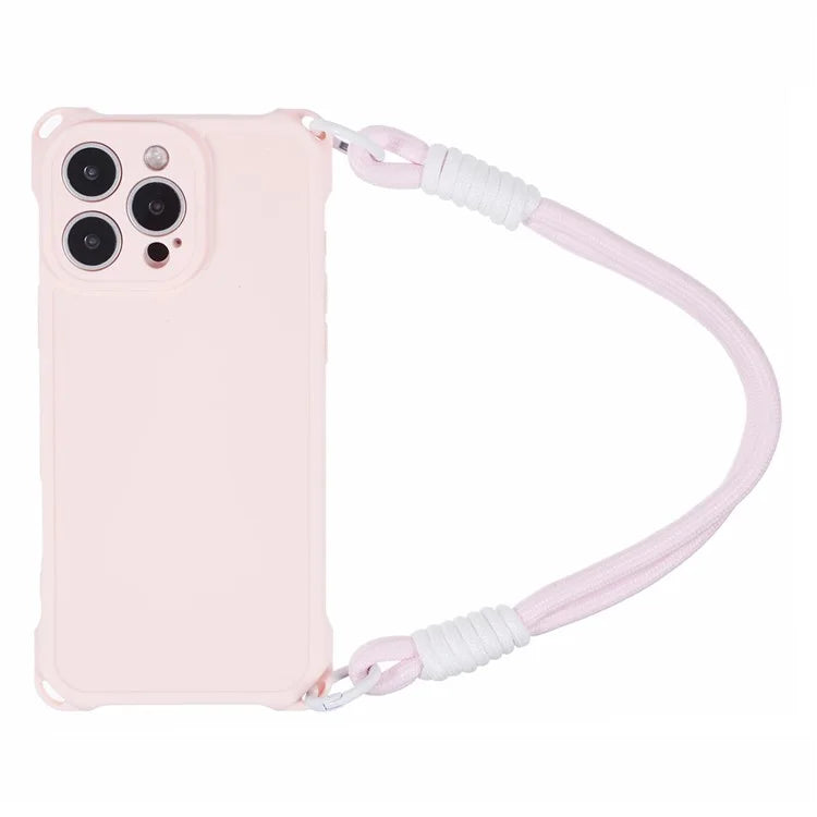 For iPhone 16 Pro Max Case Reinforced Corner Shockproof TPU Phone Cover with Wrist Strap