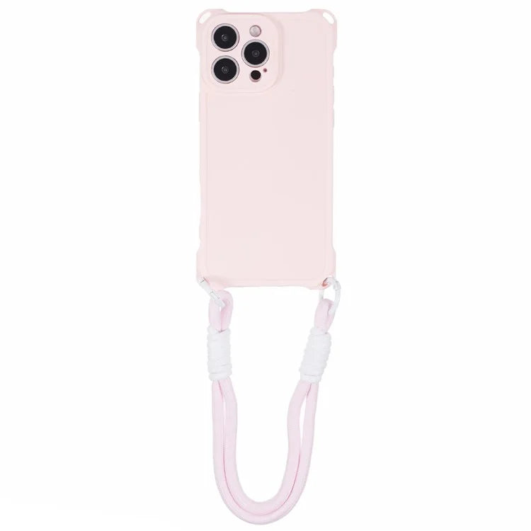 For iPhone 16 Pro Max Case Reinforced Corner Shockproof TPU Phone Cover with Wrist Strap