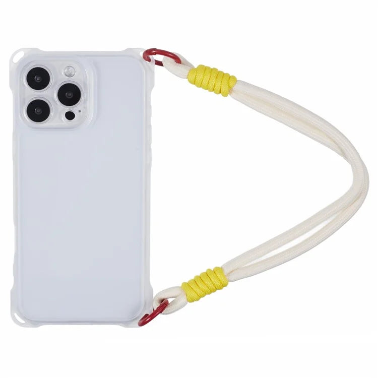 For iPhone 16 Pro Max Case Reinforced Corner Shockproof TPU Phone Cover with Wrist Strap