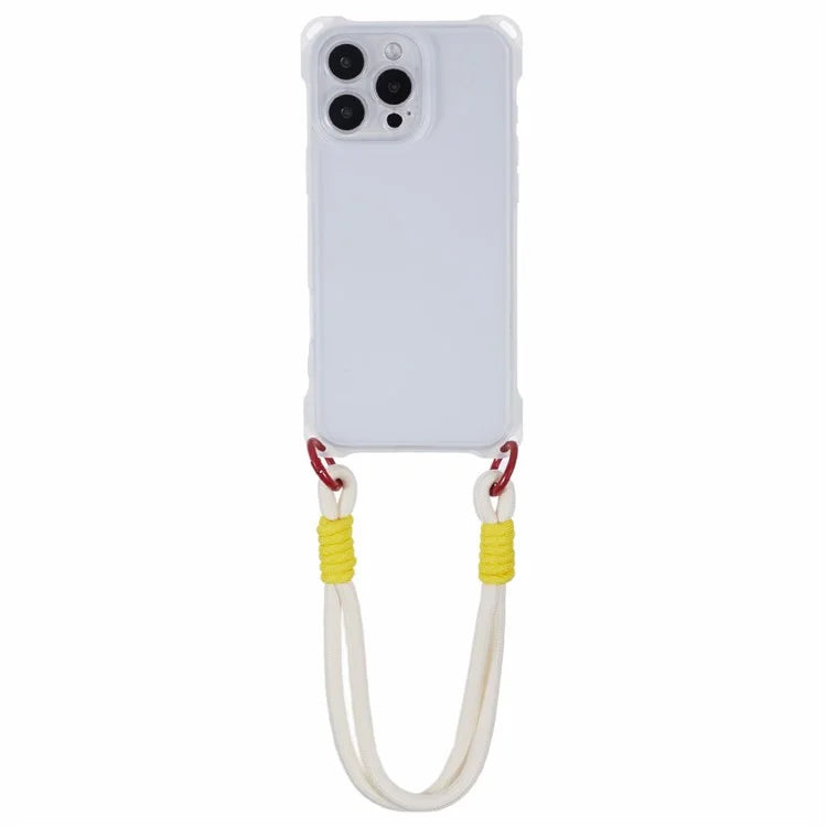For iPhone 16 Pro Max Case Reinforced Corner Shockproof TPU Phone Cover with Wrist Strap