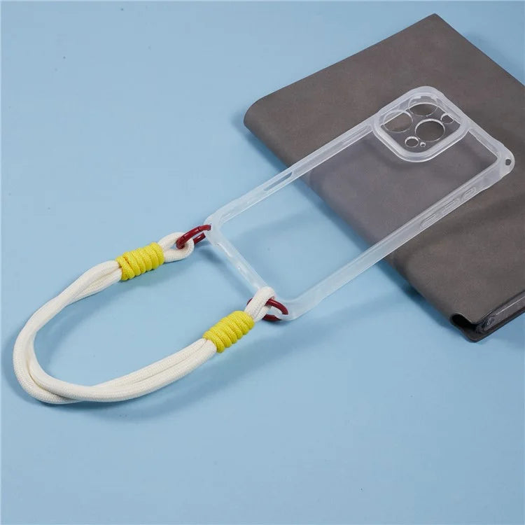 For iPhone 16 Pro Max Case Reinforced Corner Shockproof TPU Phone Cover with Wrist Strap