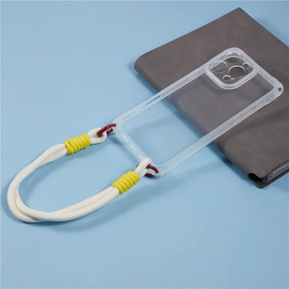 For iPhone 16 Pro Max Case Reinforced Corner Shockproof TPU Phone Cover with Wrist Strap
