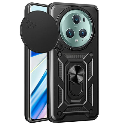 For Honor Magic5 Pro Case with Slide Camera Lid PC+TPU Kickstand Phone Cover