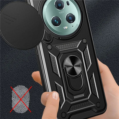 For Honor Magic5 Pro Case with Slide Camera Lid PC+TPU Kickstand Phone Cover