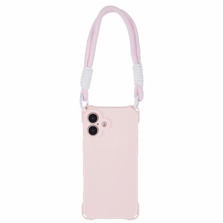 For iPhone 16 Plus Case Reinforced Corner Shockproof TPU Phone Cover with Wrist Strap