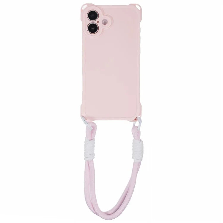For iPhone 16 Plus Case Reinforced Corner Shockproof TPU Phone Cover with Wrist Strap